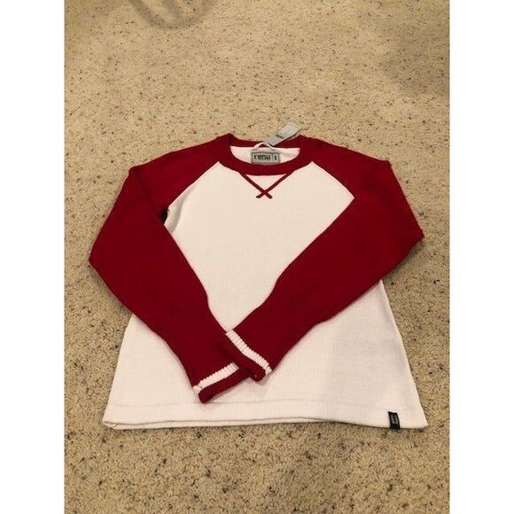 NWT Renu Red and White Varsity Style Sweater Juniors Medium - Picture 4 of 6